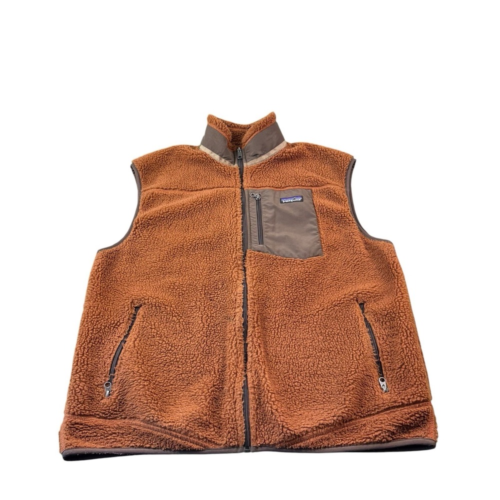 Patagonia Brown Deep Pile VTG Full Zip Sherpa Vest Size XL